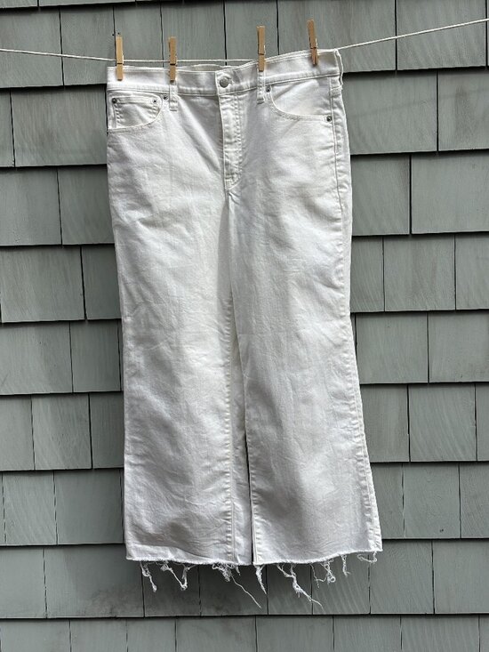 J. Crew Denim - J.Crew White Wide Leg Crop Jeans Raw Hem Size 30 US 10 Like New $148